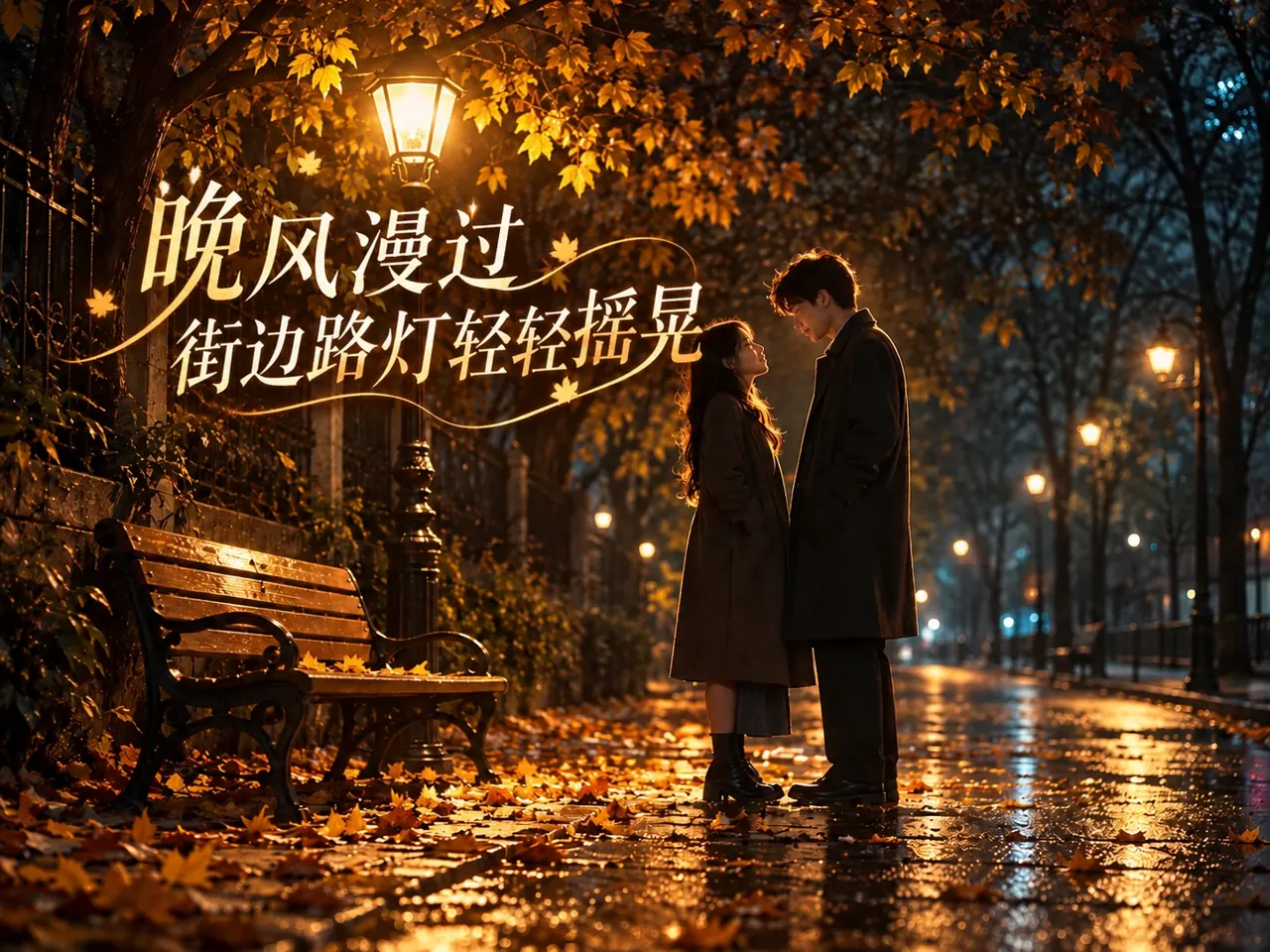 晚风漫过街边路灯轻轻摇晃