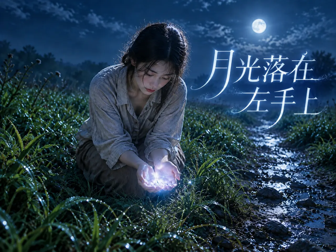 月光落在左手上
